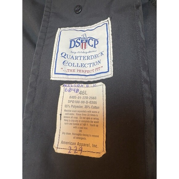 Vintage Military All Weather Trench Coat DSCP Removable Lining Navy Black 46L - Picture 7 of 10